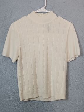 Koret Ivory Mock Neck Short Sleeve Sweater